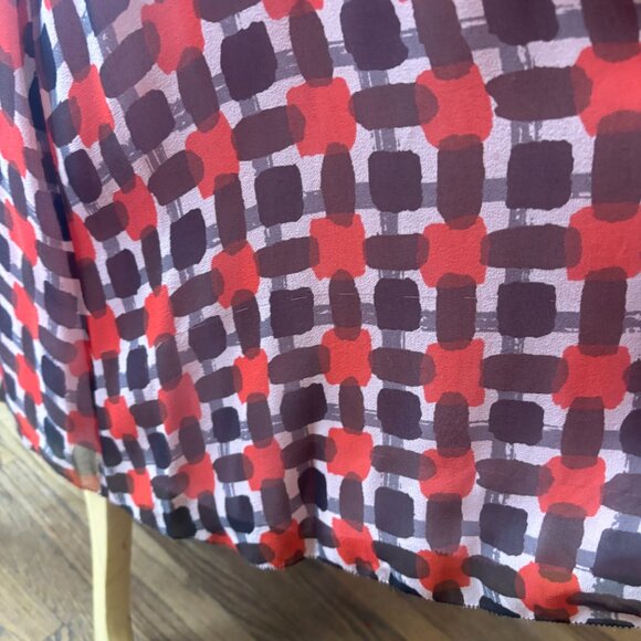 Kate Spade Sheer Silk Dress Black Red Pink block pattern - Picture 10 of 14